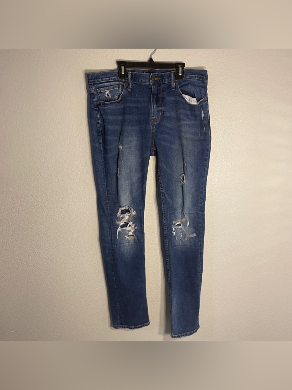 Old Navy Jeans Mens 34x32 Blue Slim Fit Distressed Denim Cotton/Spandex